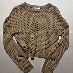 no boundaries tan crochet / knit cropped sweater